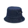 Brede rand hoeden emmer nieuwe mode opvouwbare visser hoed dames zomers katoen wassen denim bob hiphop gorros q240403