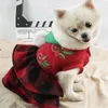 Cão vestuário pet gato vestido cães gatos meninas bonito natal elk xadrez gatinho filhote de cachorro princesa saia traje ano