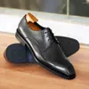 Dress Shoes Imitation Wood Grain Fashion Distressed Square Toe Leather 2024 Cross-border Men's