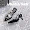 Sandales 2024 Jiumjiumi Handmade Hairhair Crystal Back-Strap Point-Toe High Talon Stiletto Ladies Wedding Bota Feminina