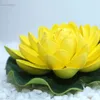 Decoratieve bloemen kunstmatige gele nep lotus lelie blad water zwembad drijvende vijver bruiloft decoratie tuin 17 cm b12