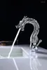 Bathroom Sink Faucets Chrome Finish Single Hole /handle Lavatory Dragon Faucet Mixer Tap Pure Hand-Made Brass Deck Mounted Luxury