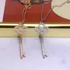 Designer Brand Hoge Versie V-Gold Tiffays Key Necklace voor damesmode met diamant zonnebloem hanger kroon iris sleutelbeen trui ketting