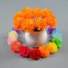 Decorative Flowers 50 Pcs Marigold Flower Heads Bulk Silk With Stems Artificial For Diwali Home Decor Day Of The Dead Wreath Garland