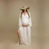 Bohemian Lace Maternity PO Shoot Robes Longes côtés fendus Slit femme enceinte Pographie robe robe Voir à travers 240326