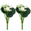 Dekorativa blommor 2 st mini konstgjorda växter simulering lotus dekoration po props livlig bukett vit brud