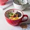 ASLESY Ceramic Mugs Coffee Cup Breakfast Cereal Cute Milk Household Large Capacity Oatmeal Mug Drinkware Home Decor 240407