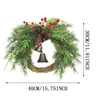 Decorative Flowers Christmas Artificial Wreath For Front Door 18 Inch Outdoor Pinecones Red Berries Bell And Woven Branch Ring Base Home