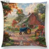 Pillow Forest Rivers Countryside Cabin Fields Gardens Scenery Oil Painting Fairy Tale Lighthouse Nice Cover Case