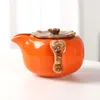 Teaware Sets Ceramic Tea Set Persimmon Shaped Household Pot Caddy Teacup Chinese Style For Gift Box Festival Gifts