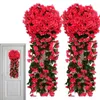 Decorative Flowers Fake Faux Violets Artificial Vine Aesthetic Greenery For Wall Door Garden Fence Balcony Wedding Decoration