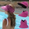 Chapéus de aba larga balde 1pc feminino de dupla face chapéu solar proteção solar e moda de verão UV Summer moda de beisebol flexível praia q240403