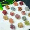 Decorative Figurines Wholesale Price 13mm Natural Alashan Jasper Crystal Rose Flower Carving Bead Charms For Pendant Bracelet Making