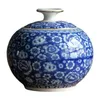 Vases Vases en céramique Pot de thé avec couvercle Bleu Blanc Porcelaine Ornements Conteneur pour décor de rangement