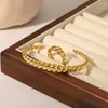 Bangle Design Waterproof Stainless Steel Cuff Rings Set Gold Plated Twisted Chunky Bracelets For Women Jewelry