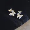 Gestüt Ohrringe Mode süßer Strassgold Goldfarbe Kristall Schmetterling für Frauen Keine durchdringenden falschen Knorpel koreanische Ohrringgeschenke