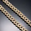 12mm Wide Heavy Chain Iced Out Bling Diamond Hiphop Cuban Necklace Gold Cross Sterling Silver Hk