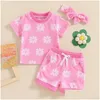 Clothing Sets Lovely Summer Born Baby Girls Flower Embroidery O-Neck T-Shirts Shorts Headband Infant Casual Soft Outfits Drop Delivery Ota4G