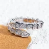 Bandringe Klassische Essigner -Designer Ring Sier für Frauen offenes Schlangenmuster leicht zu verformen Lady Bone FL Diamond Top Level Gi Otykb