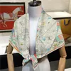 Sciarpe da 90 cm Silk Scarf Women Castle Print Square Head Echarpes Foulards Femme Wraps Beach Shawl Bandana Lady Hijabs