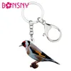 Bonsny Acrylic European Goldfinch Bird Schlüsselketten Schlüsselanlagen Ring Mody Animal Schmuck für Frauen Girl Auto Bag Handtasche Charms Geschenk 240402