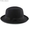 Wide Brim Hats Bucket Mens Wool Classic Homburg Hat Bow Band Fedora Trilby Sunhat Jazz Winter Warmth Adjustable Size M-L 7 1/8-7 3/8 yq240407