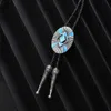 Bolo Ties blue Bolo tie for woman women Handmade Western Art Indian Alloy Necktie oval shape 240407