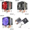 Fans Coolings Computer Arsylid CPU Cooler 6 Heat Pipes Dual-Fan 9cm 4Pin PWM Fan Support Intel LGA115X 1366 2011 TDP 130W Silent X79 X OT8TM