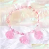 Collier de boucles d'oreilles Ensemble de coquilles roses pour le carnaval Habe Up Sirène Princess Choker Drop Liviling Bijoux Set Dhukp