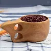 Muggar 1 st trä Finland kopp bärbart gummiträ i hela nordisk stil med handtag hängande spänne praktiskt mjölkkaffe