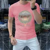 NIEUW 2024 NIEUWE MEN's T-shirt Aziatische maat M-4XL Herenontwerper Casual T-shirt Hot Drill Letter Korte mouw Top Luxe hiphopkleding voor mannen en dames T-shirt