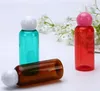 Storage Bottles Wholesale 30ml Empty PET Shampoo Bottle With Sphere Shape Lid Colorful Small Sample Vials Screw Cap