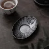 Plateaux de thé purs en étain de soucoupe à haute tein de grades Ton martelé ton vieux métal non glissant les accessoires de cérémonie japonaise