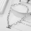 Chaînes à chaîne épaisse à bascule Colliers Cercle lié mélangé pour les femmes Bijoux de collier de tour minimaliste