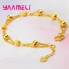 Bracelets de charme Simple 925 Sterling Silverbracelet Gold Color Rounds Perles Gliding Ajustement bracelet bracelet Fit Perle Diy Europe Bijoux