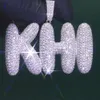 KRKC VVS Moissanit Hip Hop Diamond Anhänger Schmuck Silber Männer Jesus Kreuzer Gedächtnisbrief Name benutzerdefinierter Moissanit Anhänger