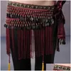 Scarre de la scène Belly Dance Scarpe Courteille de pièce Tribal Vêtements Tassel Copper Taist Design Trop Drop Liviling Apparel DH74G