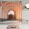 Tende da doccia 2 pezzi di archi marocchini tende architettura vintage vecchia porte muro di pietra non slittata vasca da bagno set da bagno decorazione