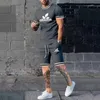 Męskie dresy 2023 Summer New Men T-shirt 2-częściowy marka mody na plażę Druk do nadrukowania Casual Street Ball Sportswear Duży i krótki zestaw J240402