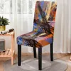 Couvre-chaise Couvre à manger à imprimé 3D Elastic Strech Paindre multicolore siège de couverture pour tabouret de cuisine décor