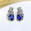 Boucles d'oreilles à cartrrie en or de luxe Mode Trésor coloré Boucles d'oreilles Leopard High Carbone Diamond Luxury Small Personnes High Sense Grand-mère Pigeon Green