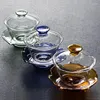 Cups Saucers Creative Color Cover Bowl Tea Cup Maker Three-Piece TEACUP REEPRESISTANT GLASS LOTUS SETS Accessorie AQ296