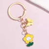 Keychains Lonyards mignon en émail porte clés 3 couleurs fleur papillon clé clés jardin chaînes pour femmes hommes sac à main accessoire bijoux bricolage bijoux q240403