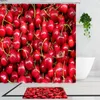 Douche gordijnen rode kersen zomer tropisch fruit 3d printing home decoratie achtergrond achtergrond badkamer 2-delige bad matt gordijn tapijt