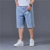 Short masculin Summer Mens Denim Shorts plus taille 44 46 48 50 Blue Classic Classic Classic Shorts jeans Longueur Gnee Longueur Pantalon décontracté Vêtements J240407