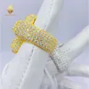 Designer Hip Hop Blingdiam Jewelry Fashion hip hop cross ring VVS radiant princess cut moissanite 925 sterling sliver solid Ring