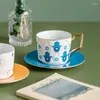 Cups Saucers Turks Blue Evil Evil Hamsa Handstijl Koffie Mok Creatieve keramische thee Melk beker Vintage middag en geschenken