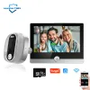 Dörrklockor 1080p Peephole Camera Tuya Doorbell Camera WiFi Smart Home Door Viewer 4,3 tum IPS LCD Night Vision Pir Recording Door Bell Bell