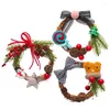 Decorative Flowers 3 Pcs Window Christmas Knitted Hat Mini Wreath Door Hanger Non-woven Fabric Decorations