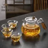 Teaware Sets Hexagonal Set Glass Teapot Electric Ceramic Stove Tea Pot High Temperature Resistant Filter Wooden Handle Side